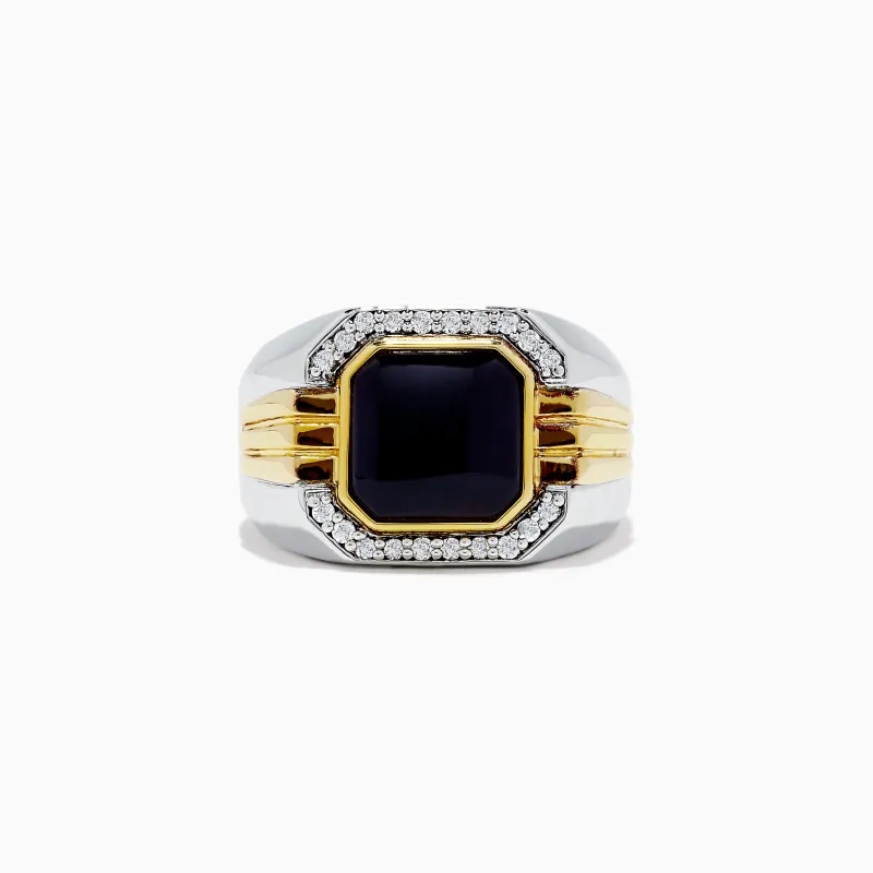 Men's Sterling Silver Onyx and Diamond Ring, 2.60 TCW sold by Effy