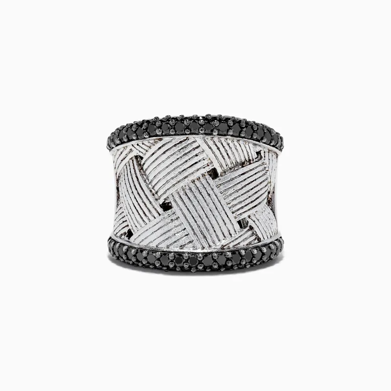 925 Sterling Silver Black Diamond Woven Ring, 1.23 TCW sold by Effy