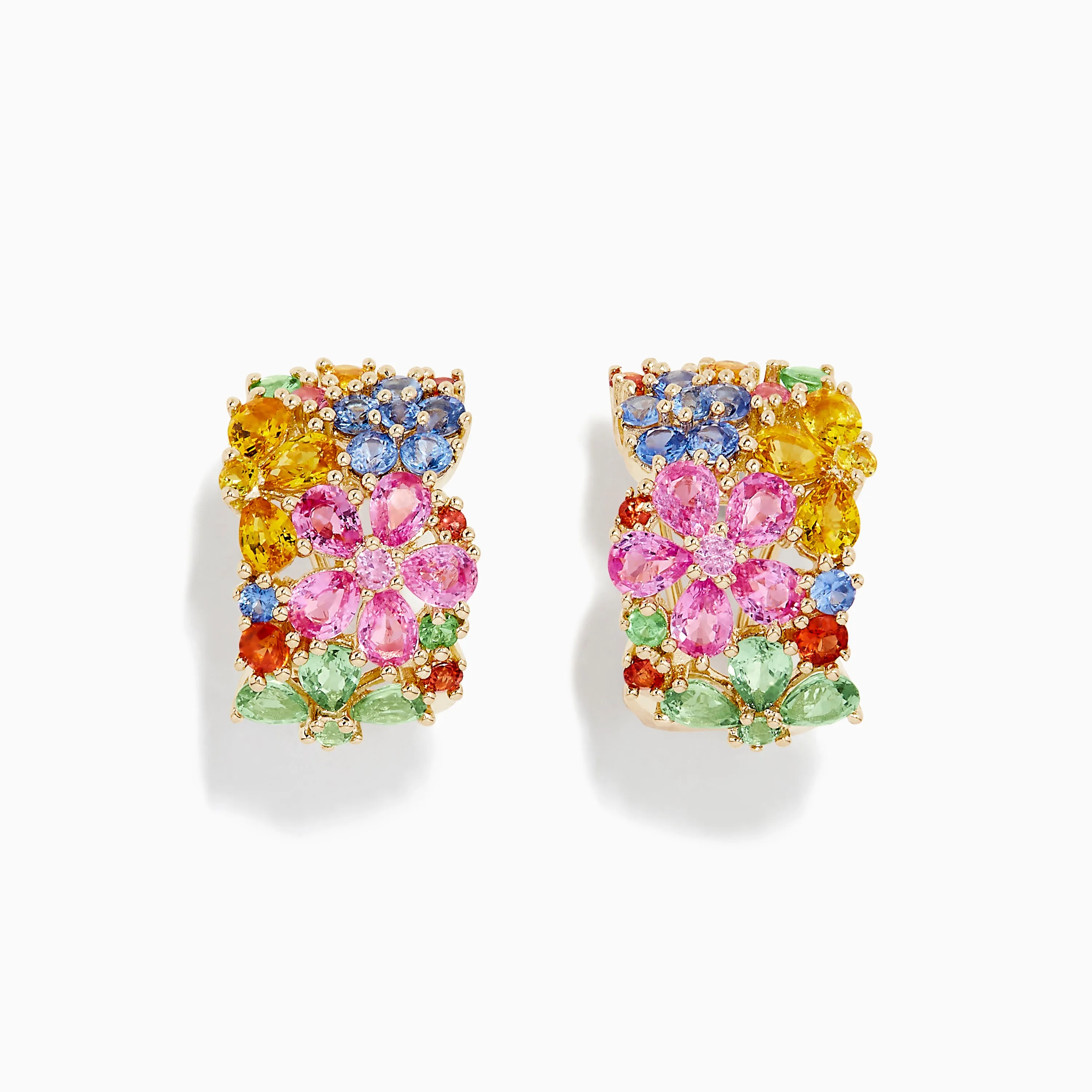 14K Yellow Gold Multi Sapphire Flower Earrings, 7.31 TCW sold by Effy