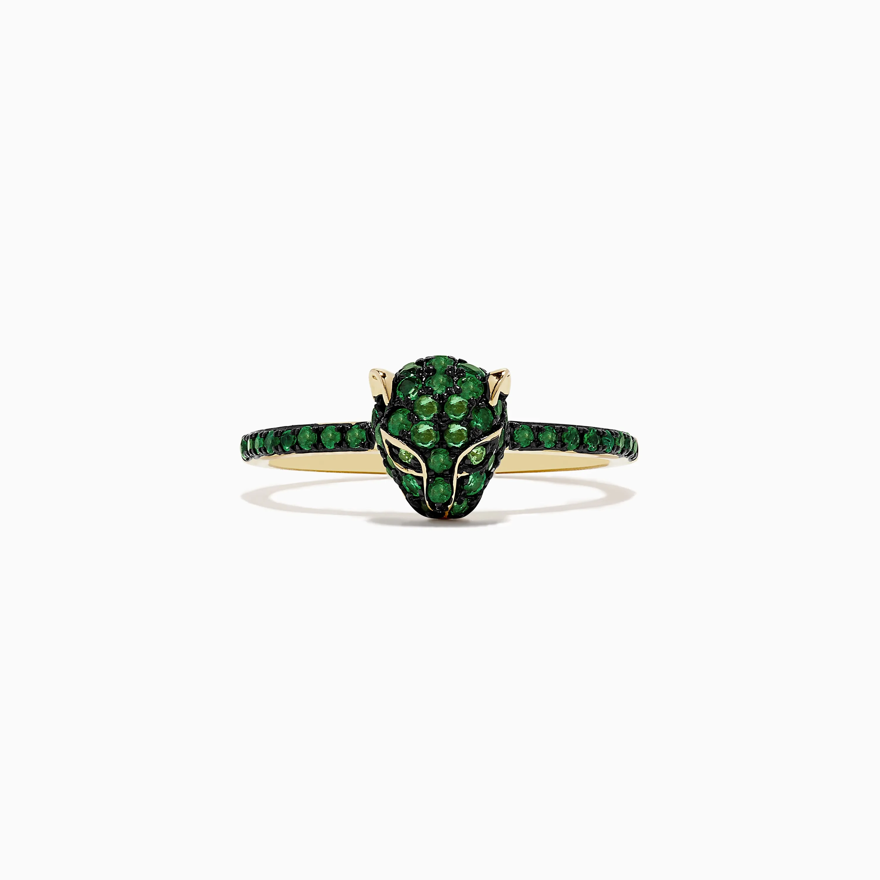 Signature 14K Yellow Gold Emerald and Tsavorite Panther Ring, 0.57 TCW sold by Effy