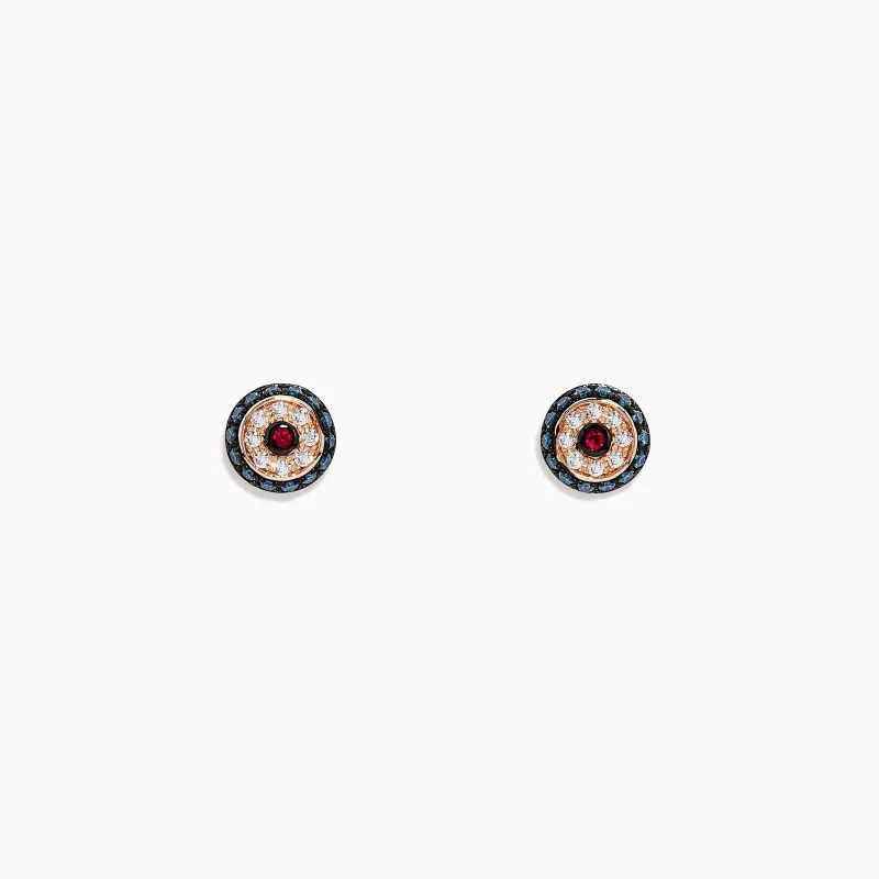 Novelty 14K Gold Ruby, White & Blue Diamond Evil Eye Earrings, 0.26 TW sold by Effy