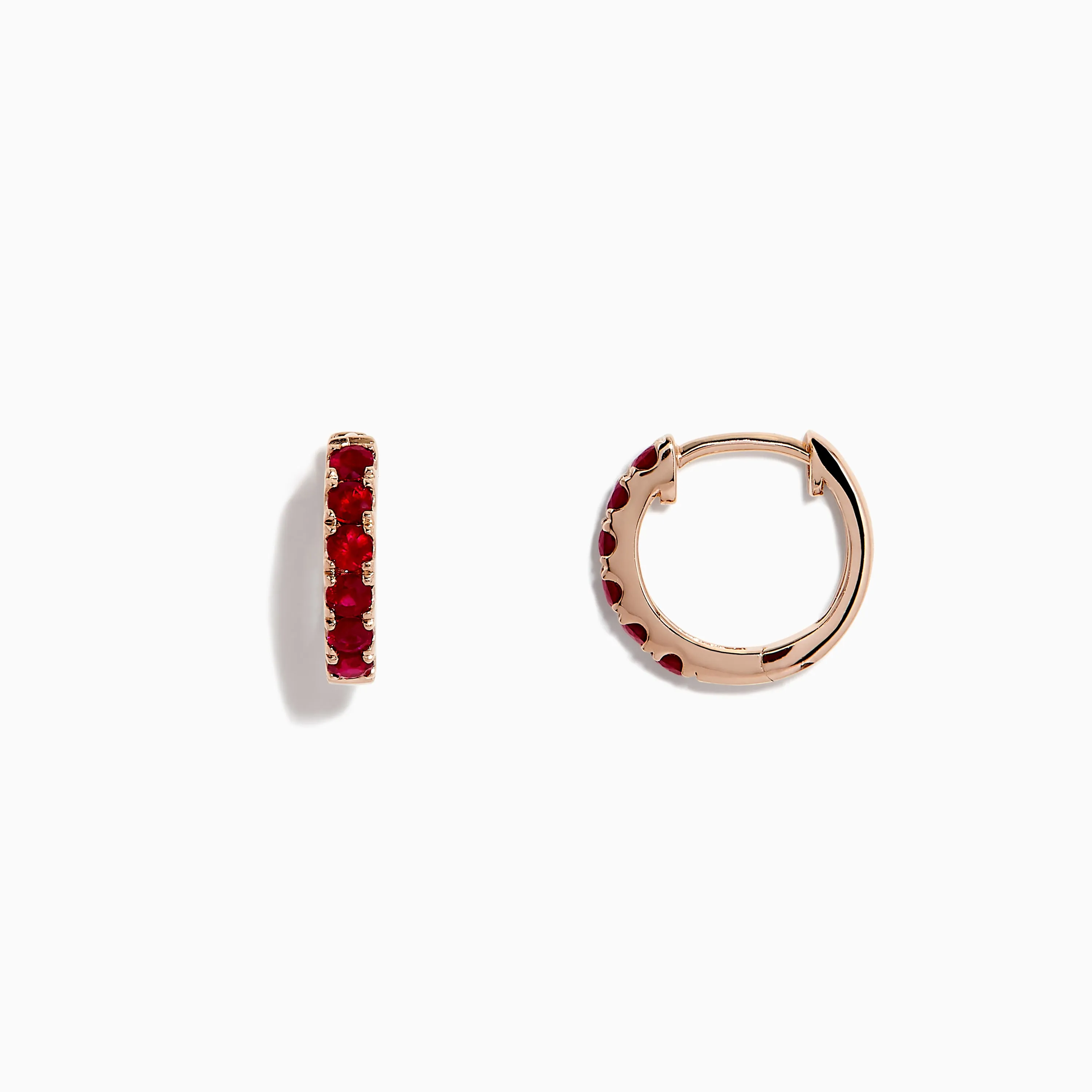 Ruby Royale 14K Rose Gold Ruby Huggie Earrings, 0.57 TCW sold by Effy product image thumbnail 2