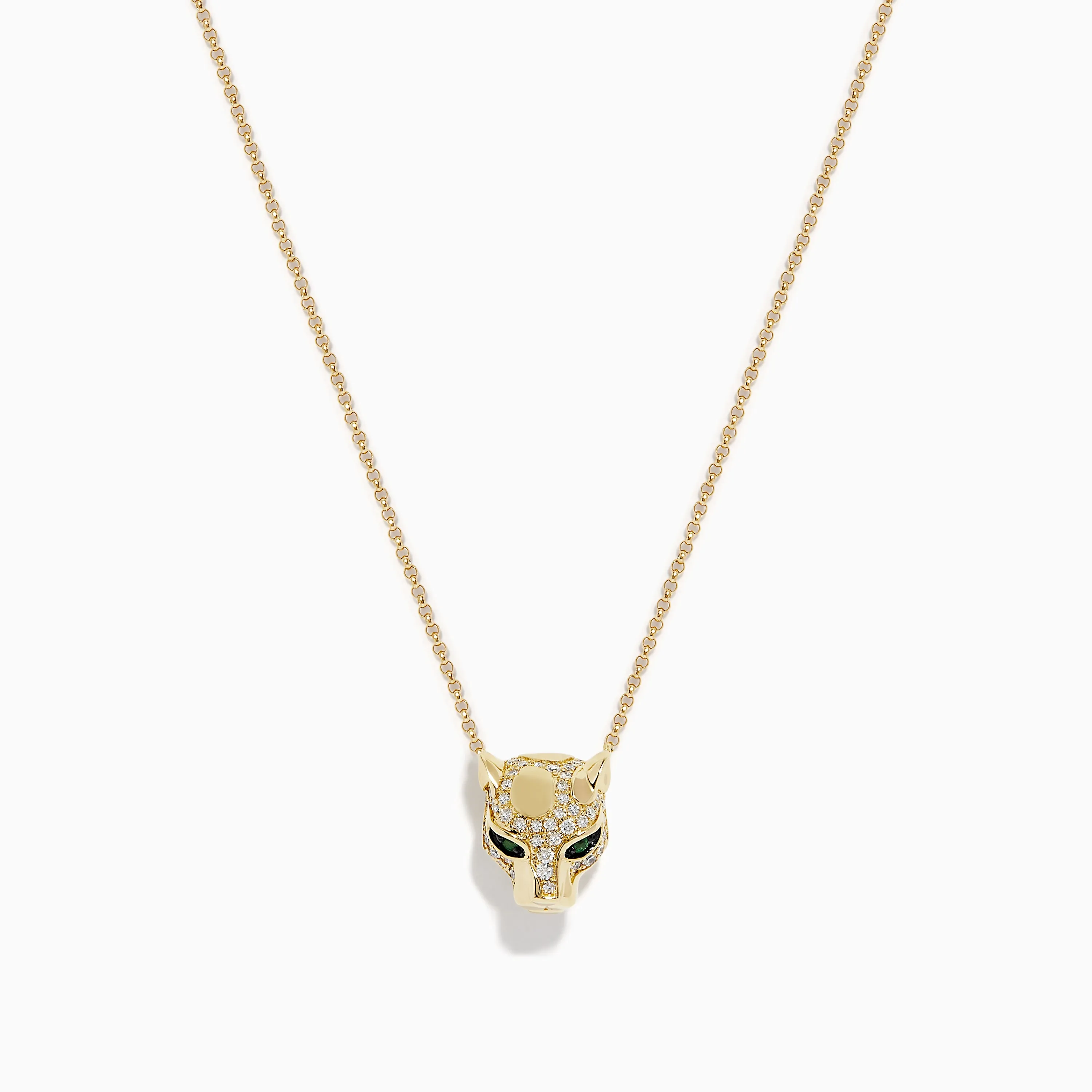 Signature 14K Gold Emerald and Diamond Panther Pendant, 0.27 TCW sold by Effy