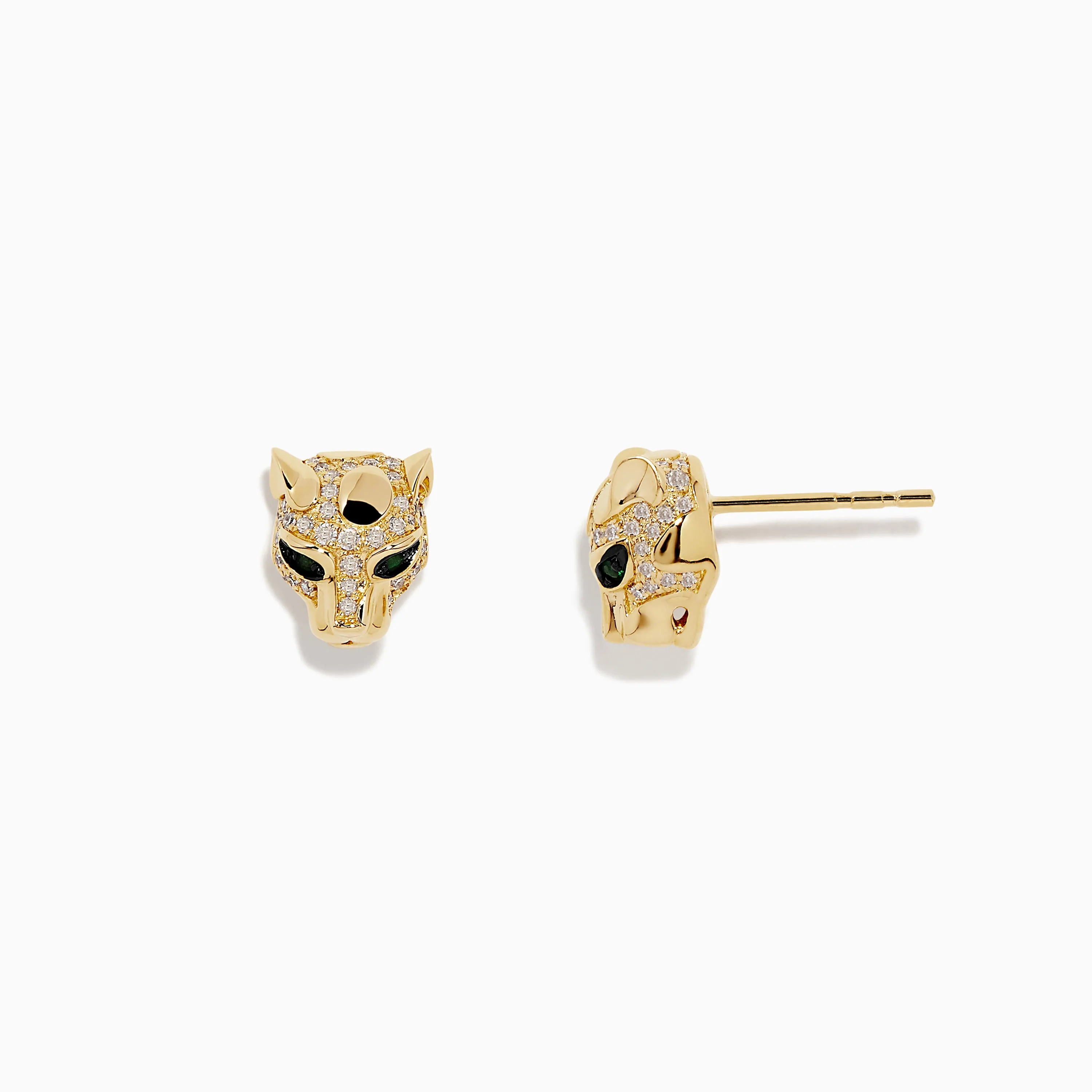 Signature 14K Gold Emerald and Diamond Panther Earrings, 0.35 TCW sold by Effy product image thumbnail 2