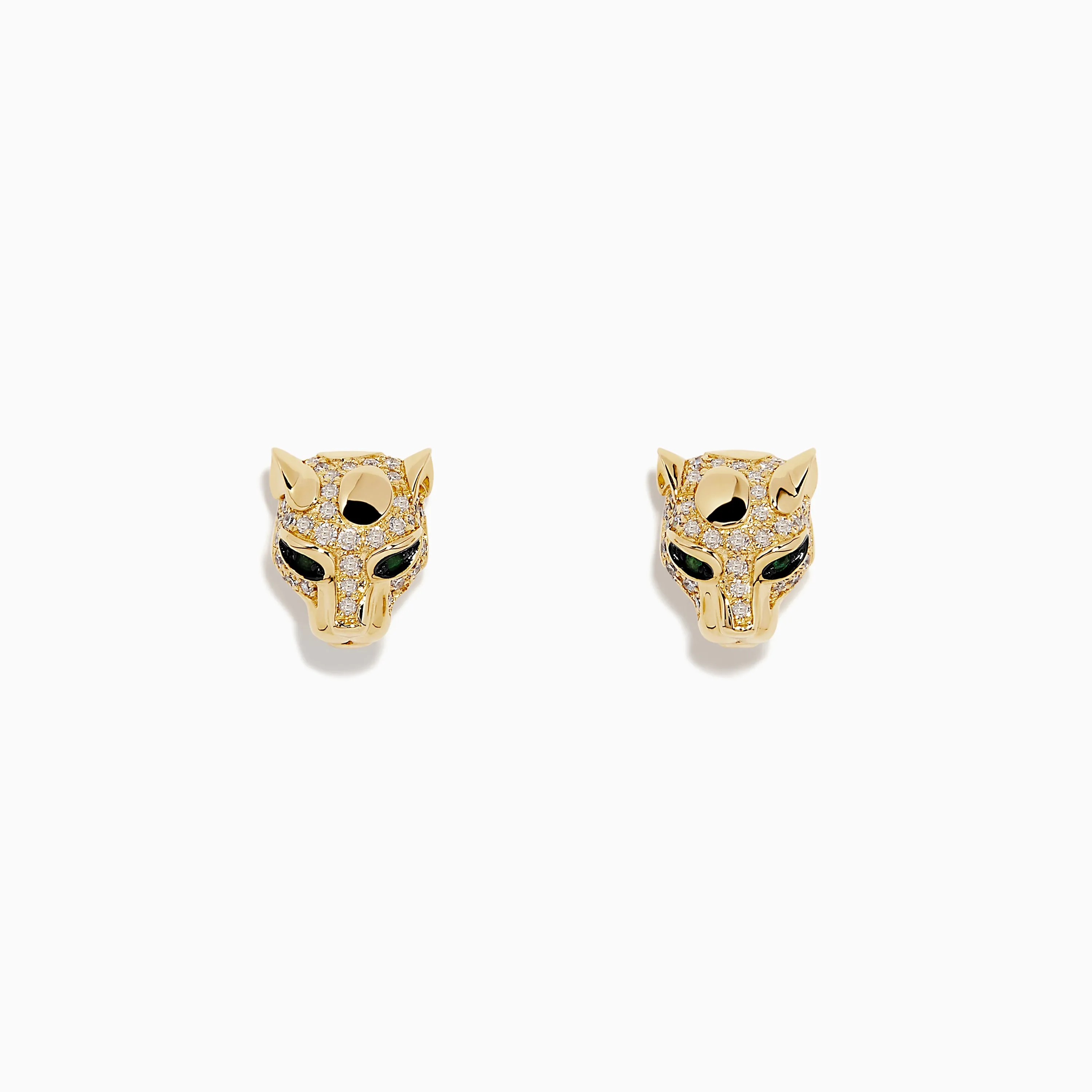 Signature 14K Gold Emerald and Diamond Panther Earrings, 0.35 TCW sold by Effy