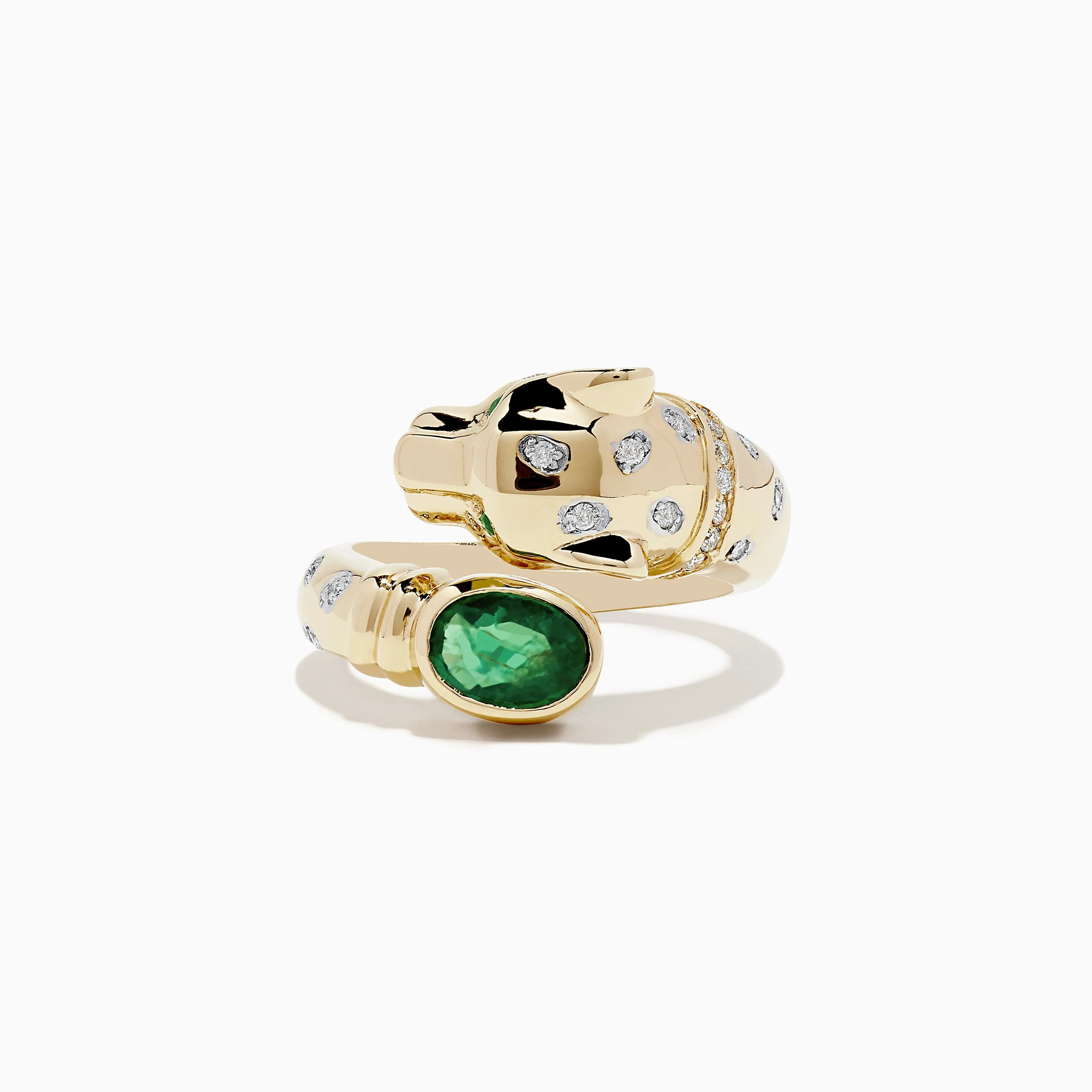 Signature 14K Yellow Gold Emerald and Diamond Panther Ring, 0.95 TCW sold by Effy product image thumbnail 3