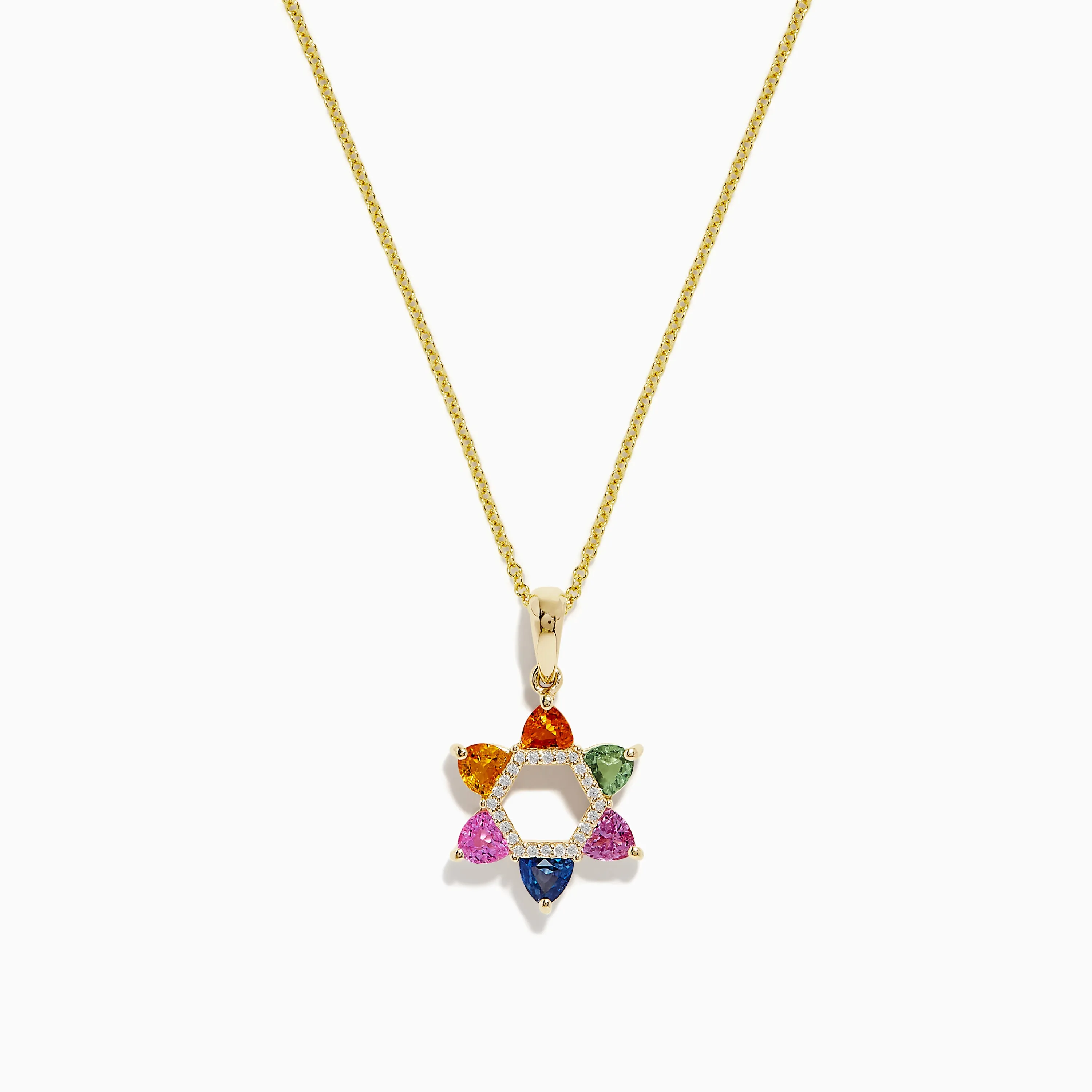 14K Gold Multi Sapphire & Diamond Star of David Pendant, 1.96 TCW sold by Effy