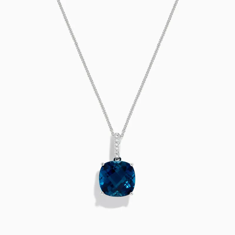 Ocean Bleu 14K Gold London Blue Topaz and Diamond Pendant, 8.29 TCW sold by Effy