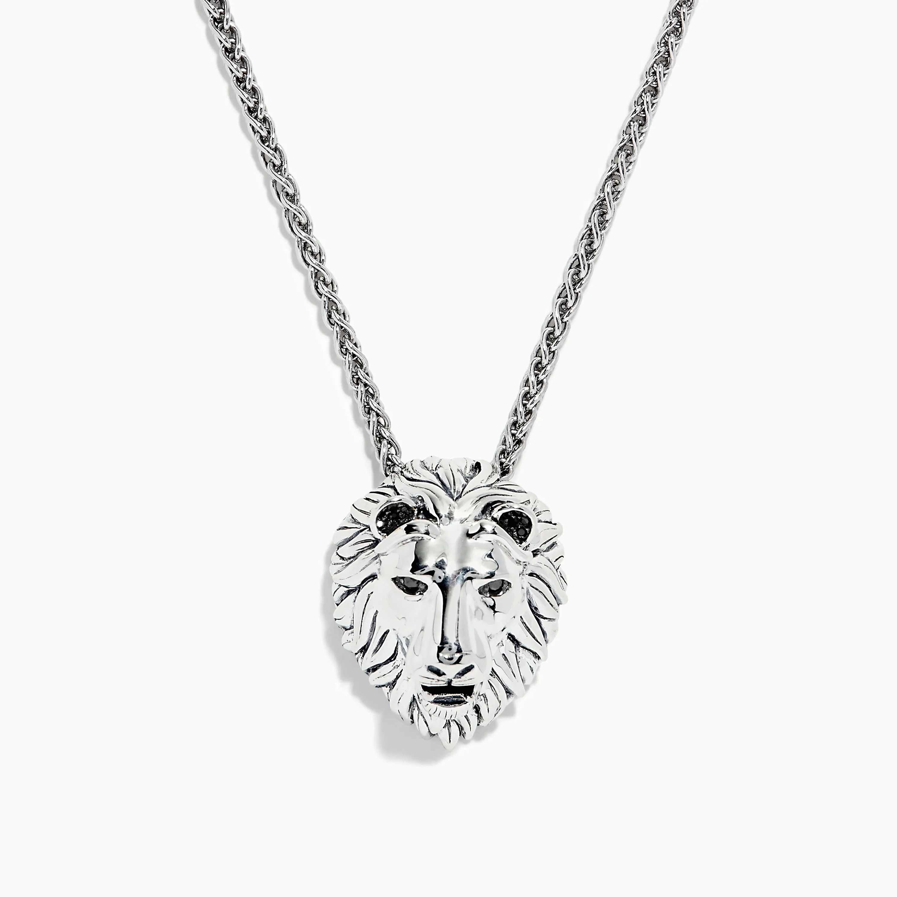 925 Sterling Silver Black Diamond Lion Pendant, 0.07 TCW sold by Effy
