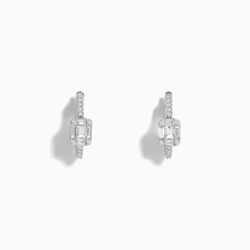 Classique 14K White Gold Diamond 1/2" Huggie Earrings, 0.49 TCW sold by Effy