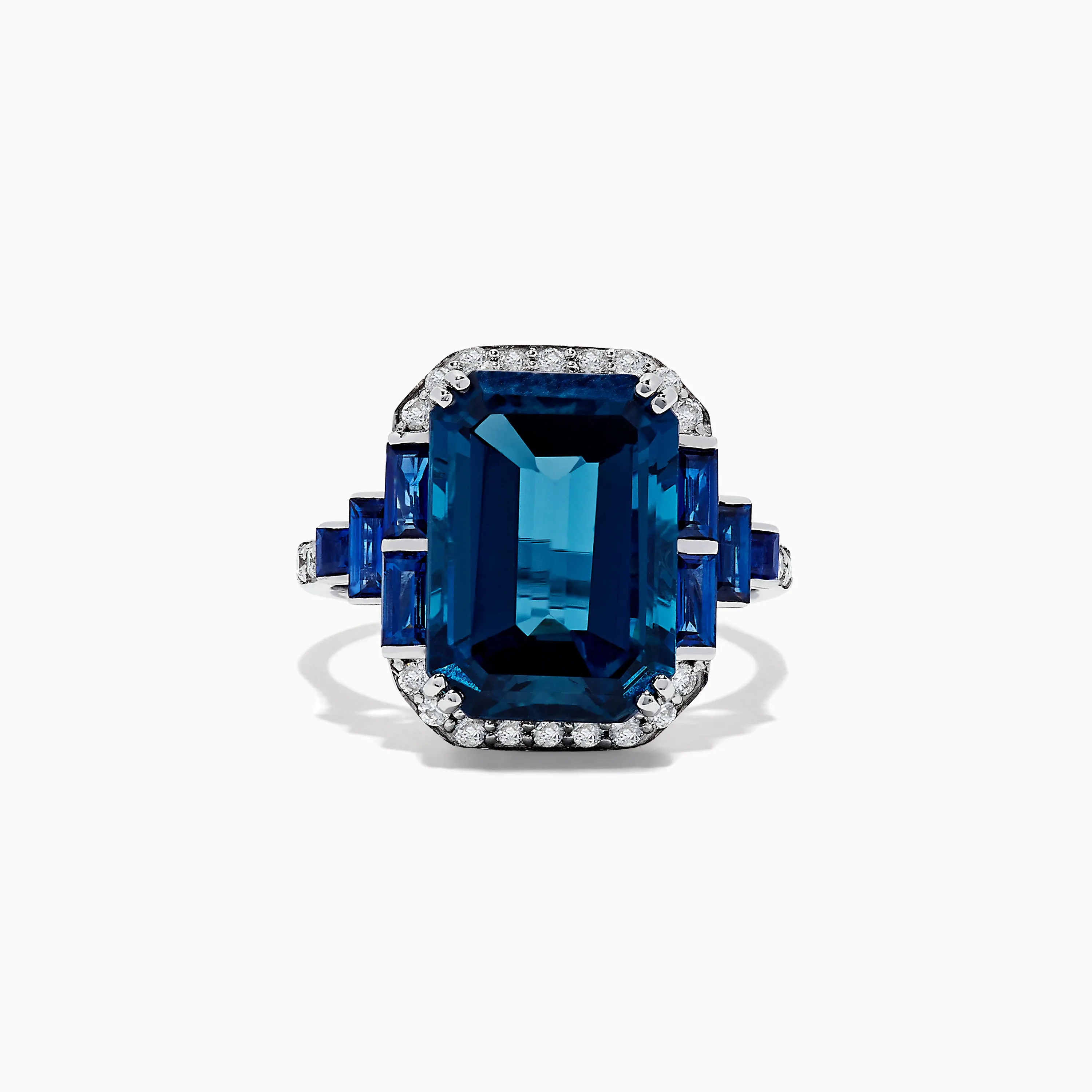 14K White Gold London Blue Topaz and Diamond Ring, 9.47 TCW sold by Effy