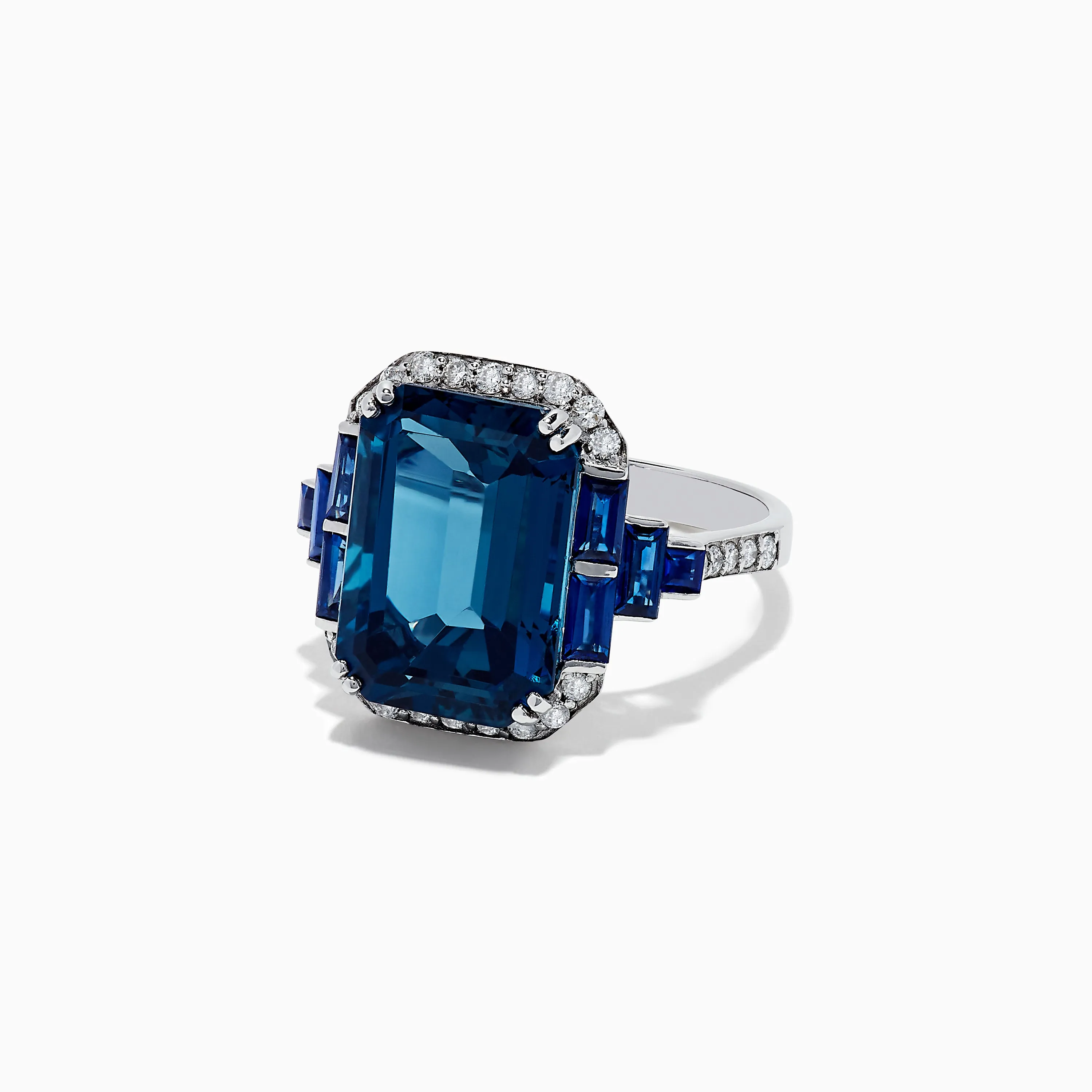 14K White Gold London Blue Topaz and Diamond Ring, 9.47 TCW sold by Effy product image thumbnail 2