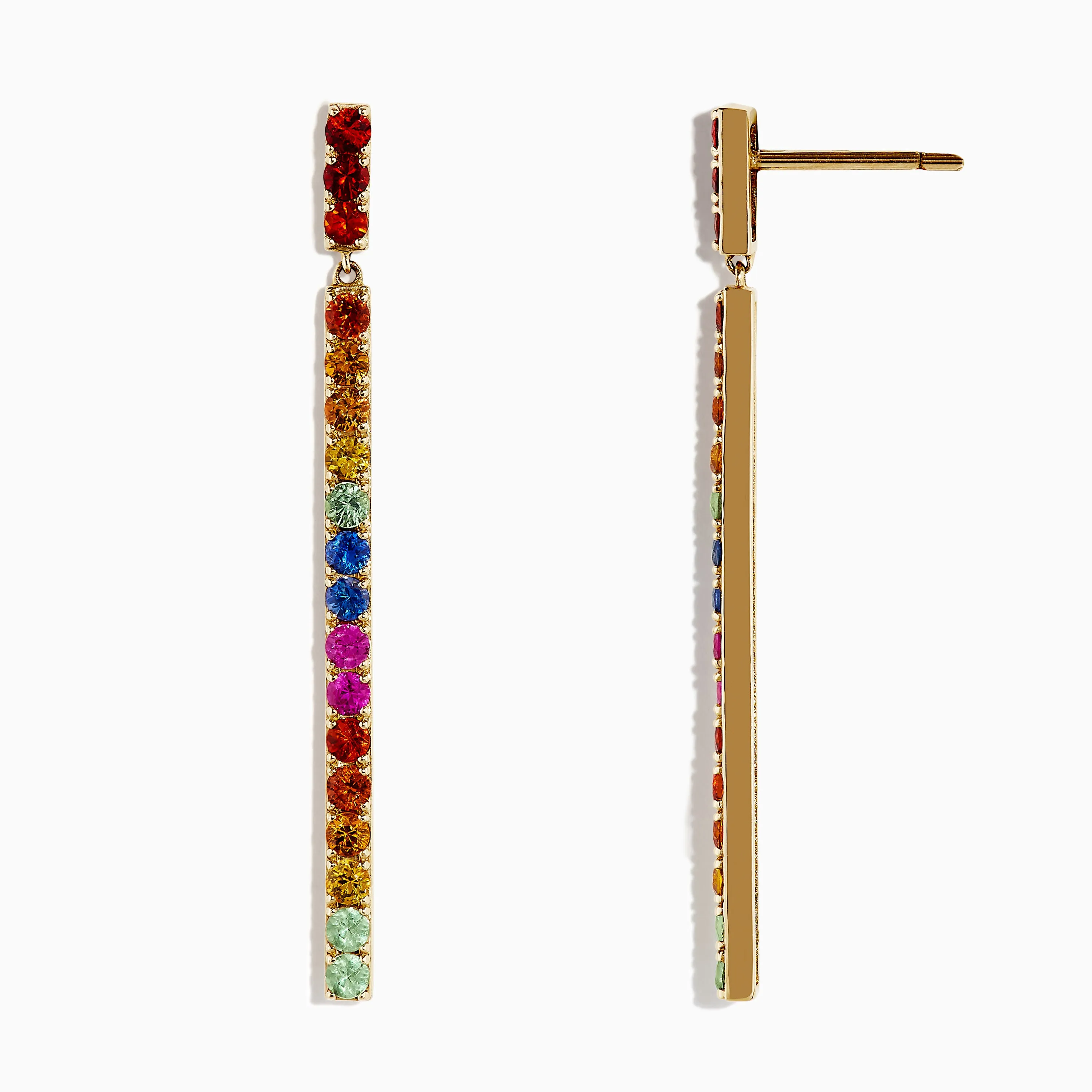 Watercolors 14K Yellow Gold Multi Sapphire Drop Earrings, 2.50 TCW sold by Effy product image thumbnail 2