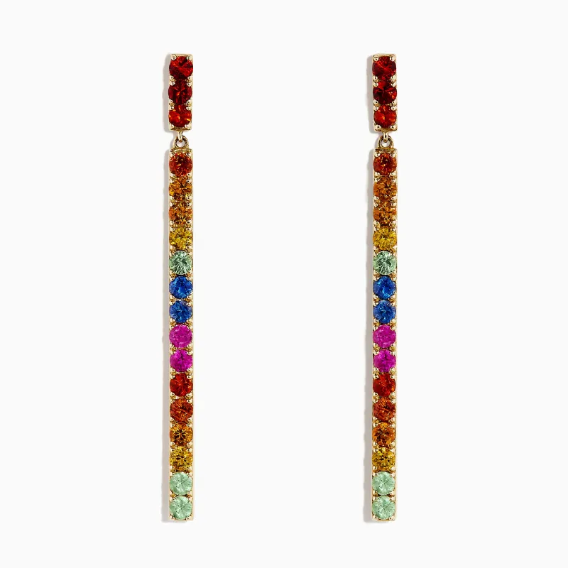 Watercolors 14K Yellow Gold Multi Sapphire Drop Earrings, 2.50 TCW sold by Effy