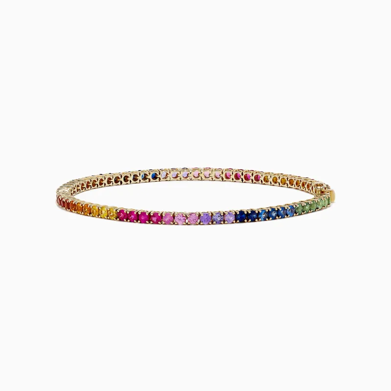 Watercolors 14K Yellow Gold Multi Sapphire Tennis Bracelet, 5.51 TCW sold by Effy