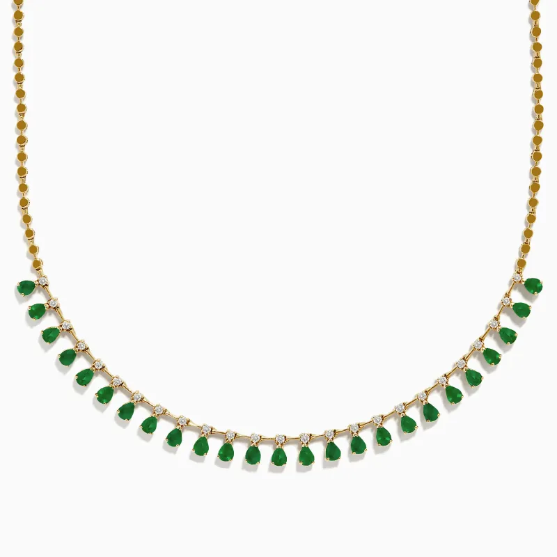 14K Yellow Gold Emerald and Diamond Necklace, 4.05 TCW sold by Effy