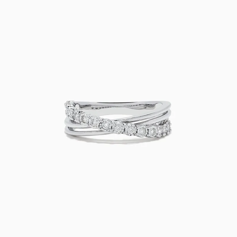 925 Sterling Silver Diamond Crossover Ring, 0.23 TCW sold by Effy