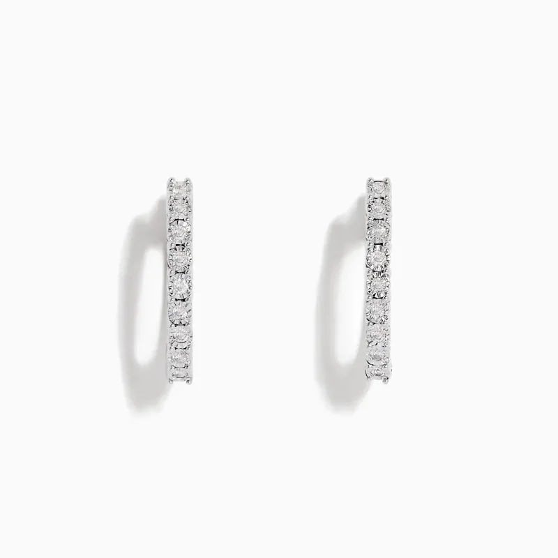 925 Sterling Silver Diamond 3/4" Hoop Earrings, 0.18 TCW sold by Effy