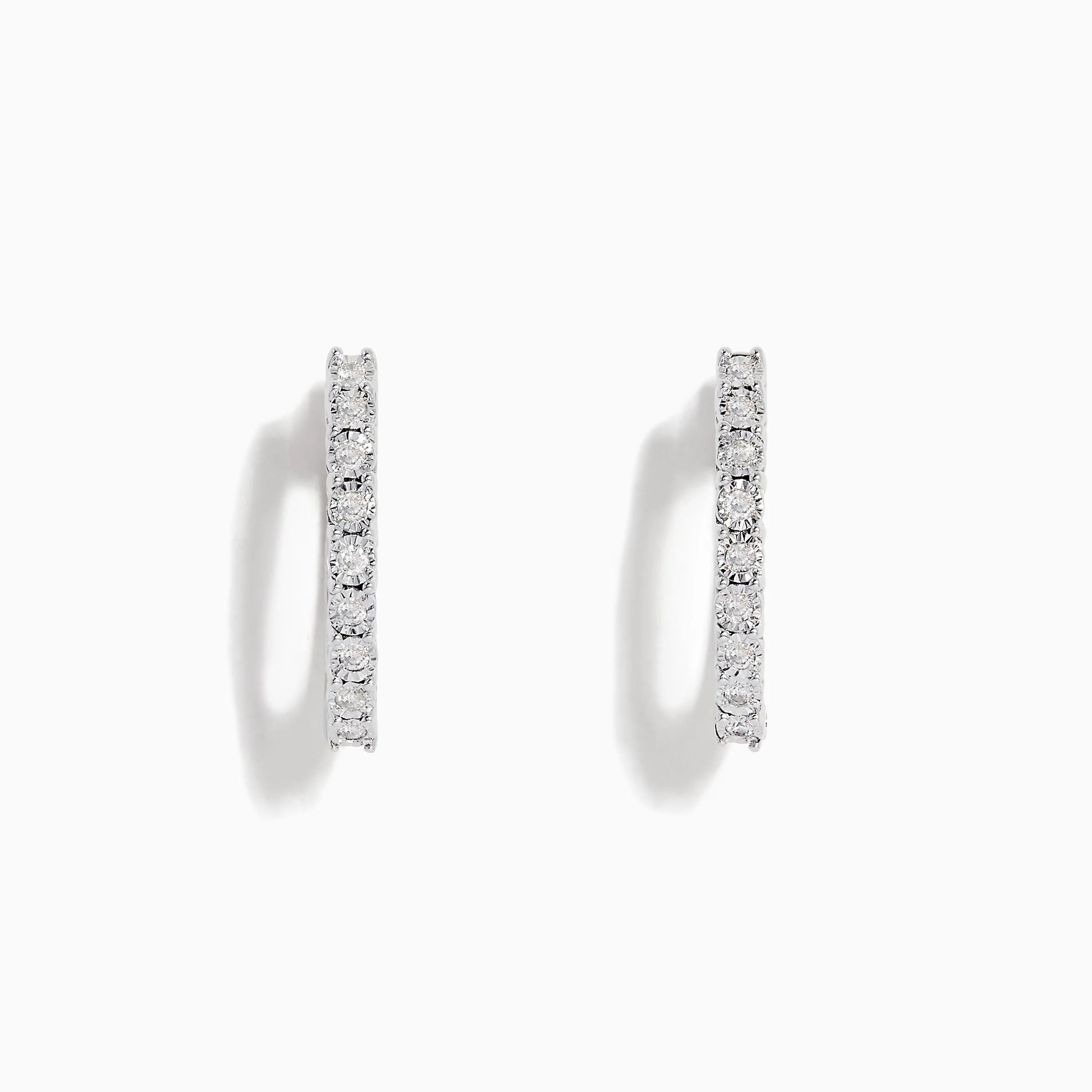 925 Sterling Silver Diamond 3/4" Hoop Earrings, 0.18 TCW sold by Effy