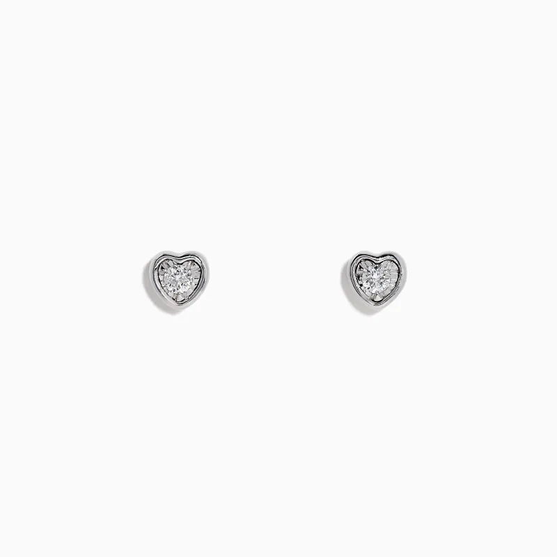 925 Sterling Silver Diamond Heart Earrings, 0.15 TCW sold by Effy
