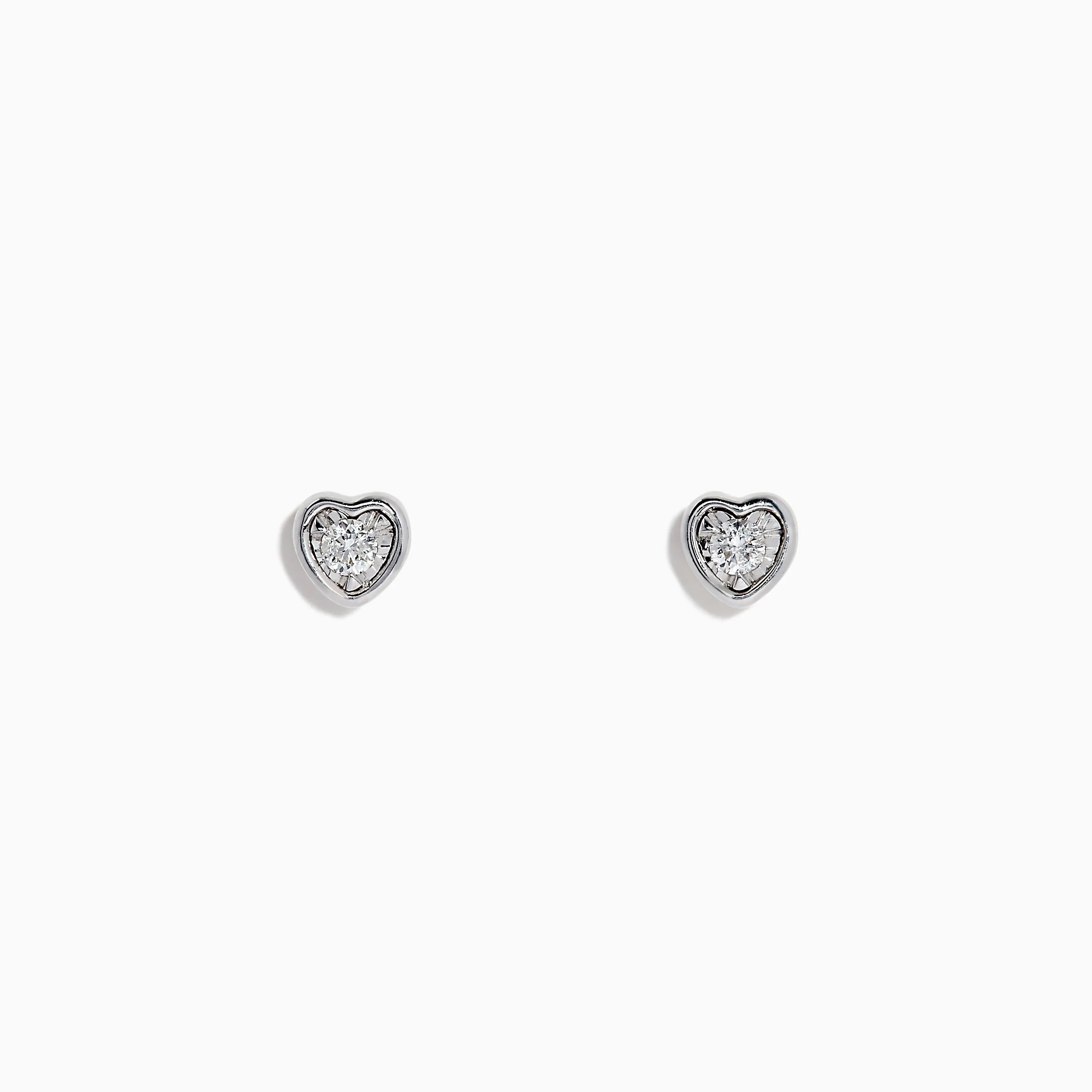 925 Sterling Silver Diamond Heart Earrings, 0.15 TCW sold by Effy