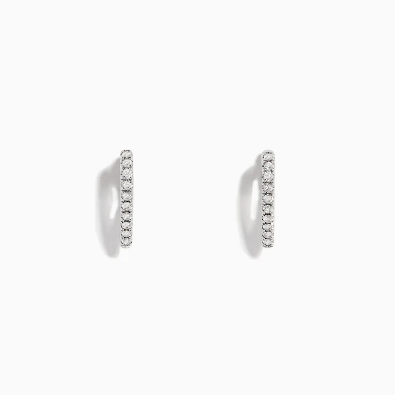 Pave Classica 14K White Gold Diamond Huggie Earrings, 0.22 TCW sold by Effy