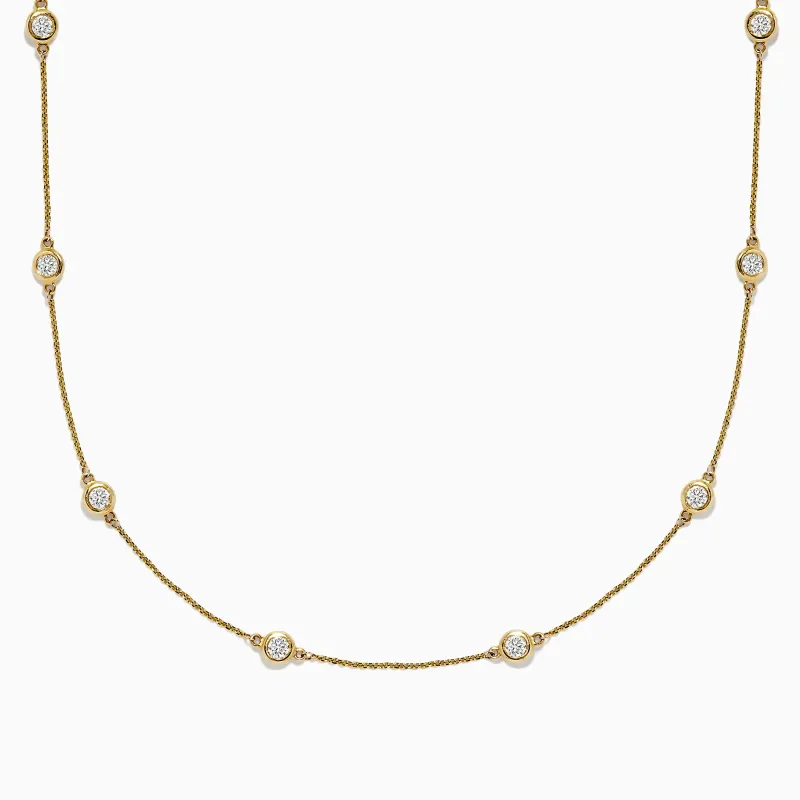 D'Oro 14K Yellow Gold Diamond Station Necklace, 1.50 TCW sold by Effy