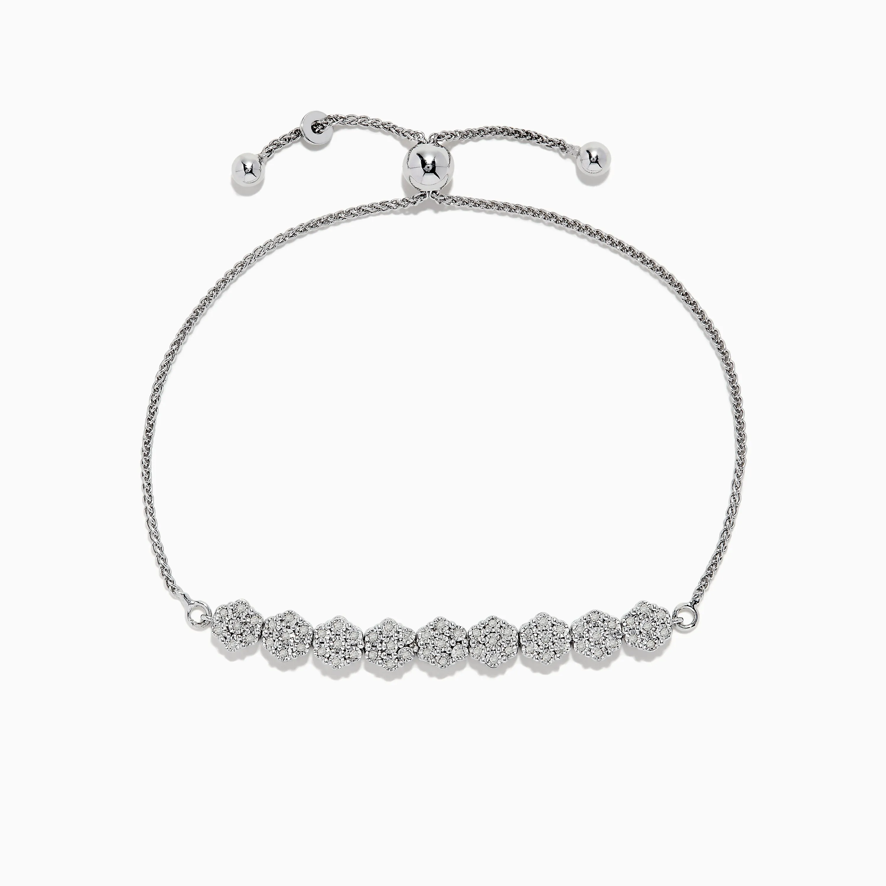925 Sterling Silver Diamond Bolo Bracelet, 0.22 TCW sold by Effy