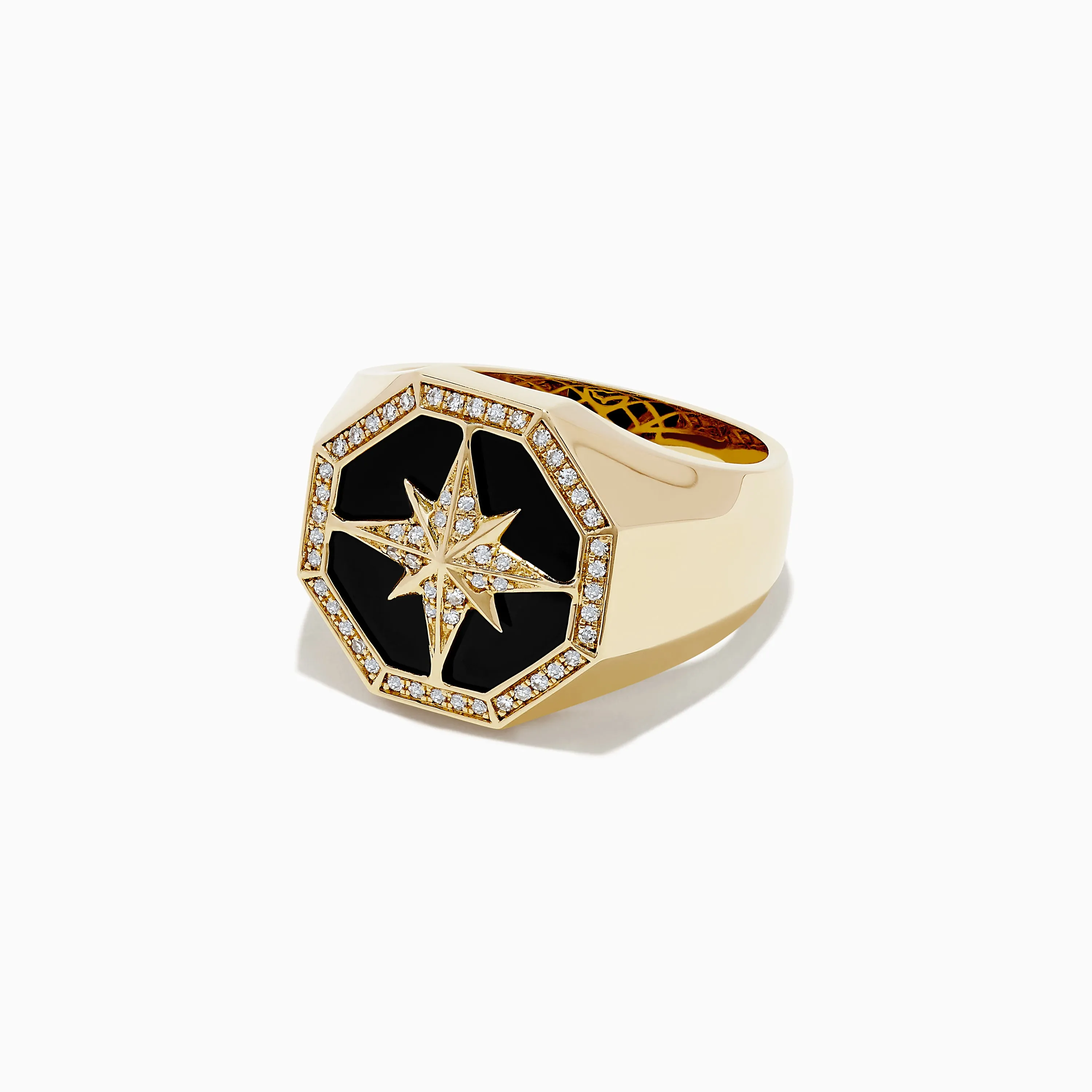 Men's 14K Yellow Gold Onyx and Diamond Star Ring, 0.21 TCW sold by Effy product image thumbnail 2