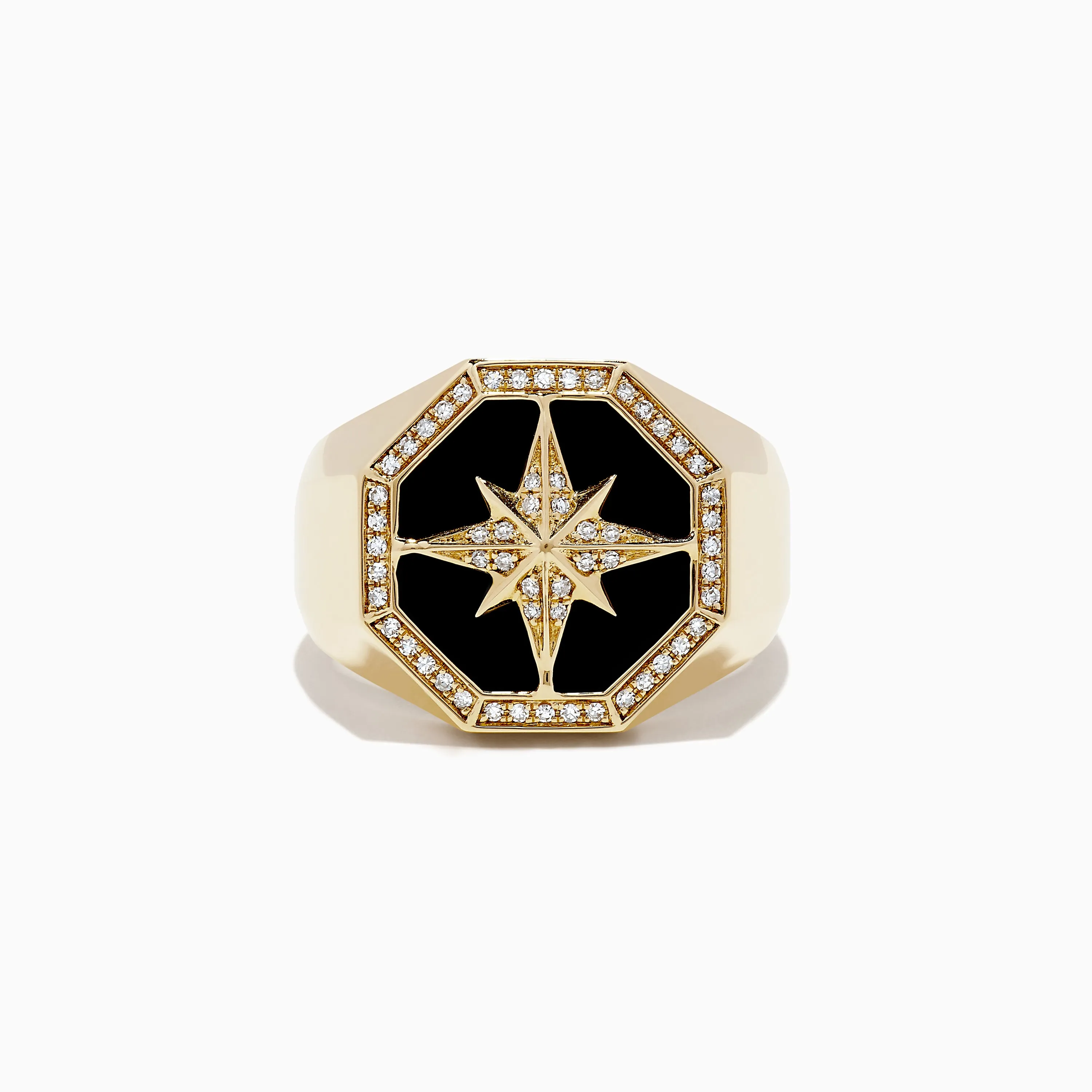 Men's 14K Yellow Gold Onyx and Diamond Star Ring, 0.21 TCW sold by Effy