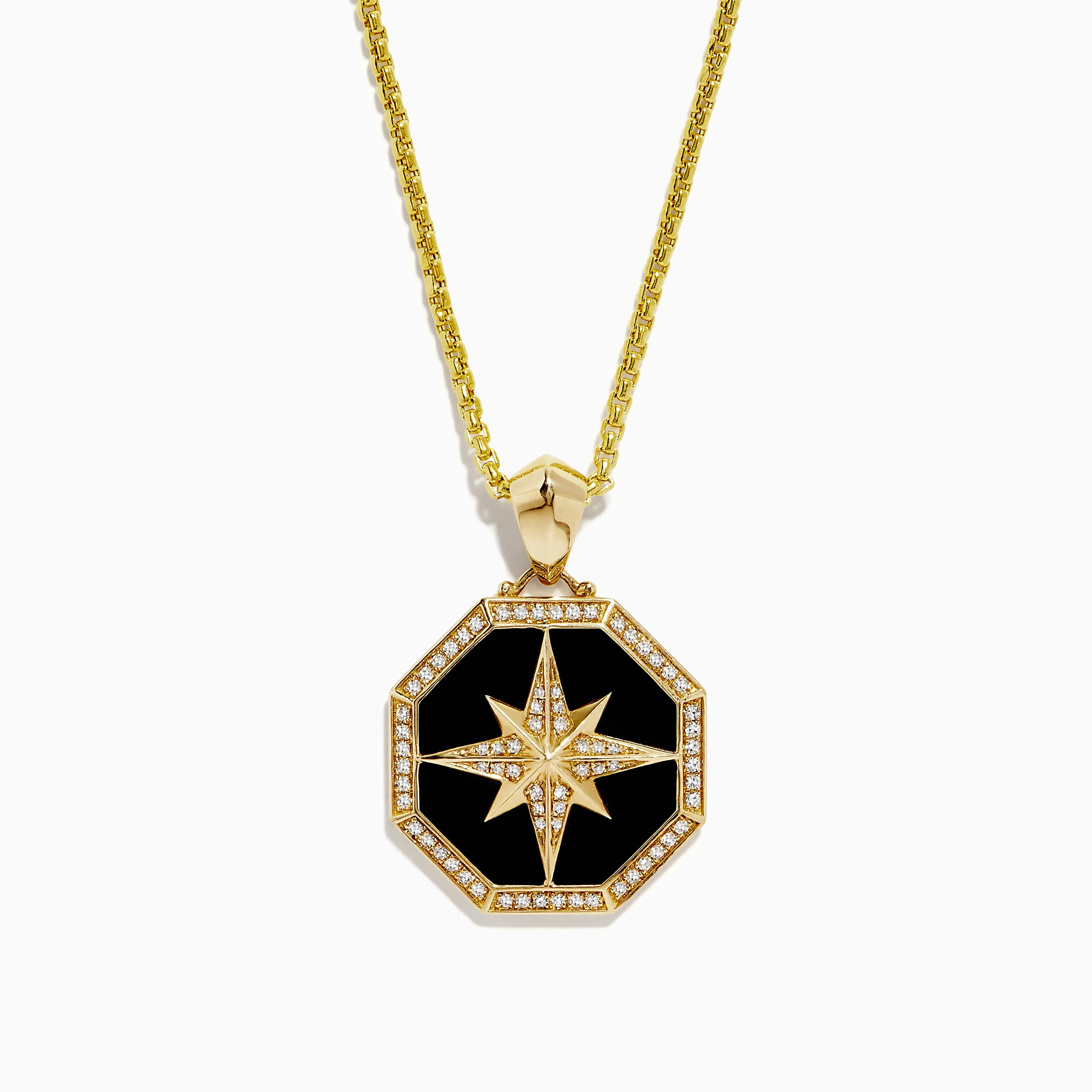 Men's 14K Yellow Gold Onyx and Diamond Star Pendant, 0.33 TCW sold by Effy