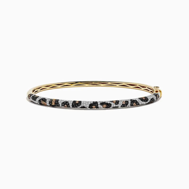 14K Yellow Gold Panther Spot Black, Espresso and White Diamond Bangle, 1.48 TCW sold by Effy