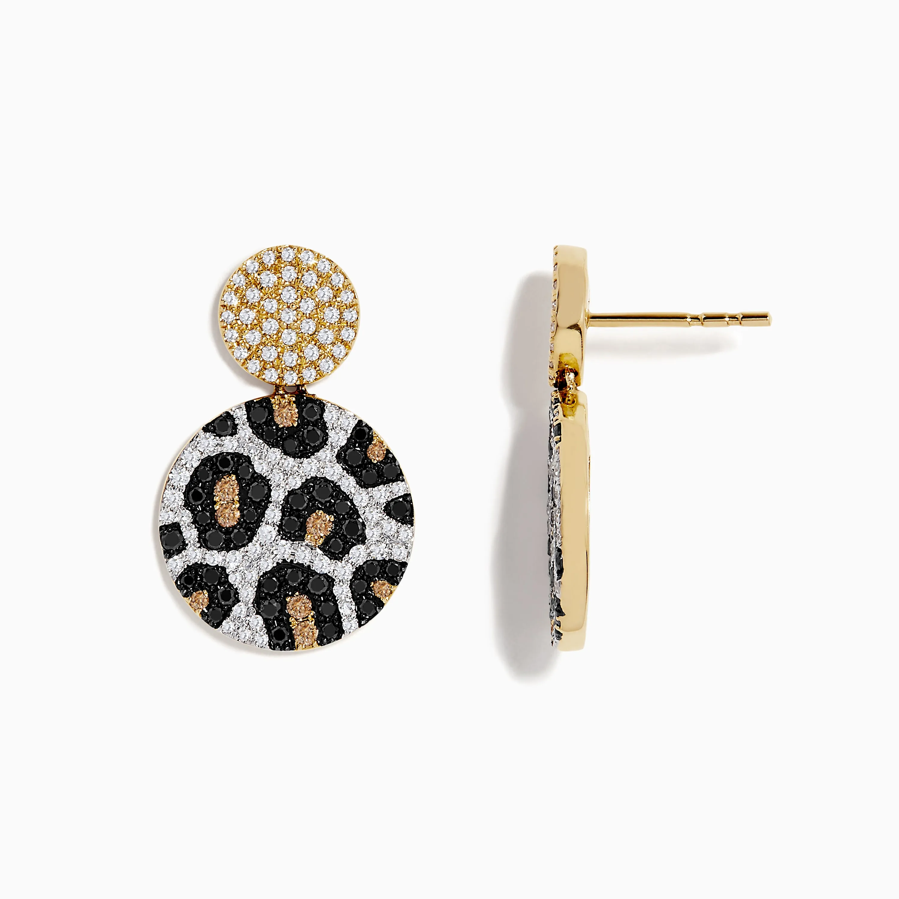 14K Gold Black, Espresso and White Diamond Panther Spot Drop Earrings, 1.57 TCW sold by Effy product image thumbnail 2