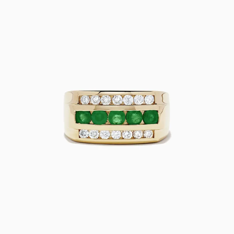 Men's 14K Yellow Gold Emerald and Diamond Ring, 1.78 TCW sold by Effy