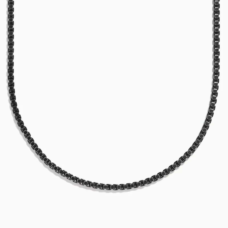 Men's 925 Sterling Silver Black Rhodium Box Chain Necklace sold by Effy