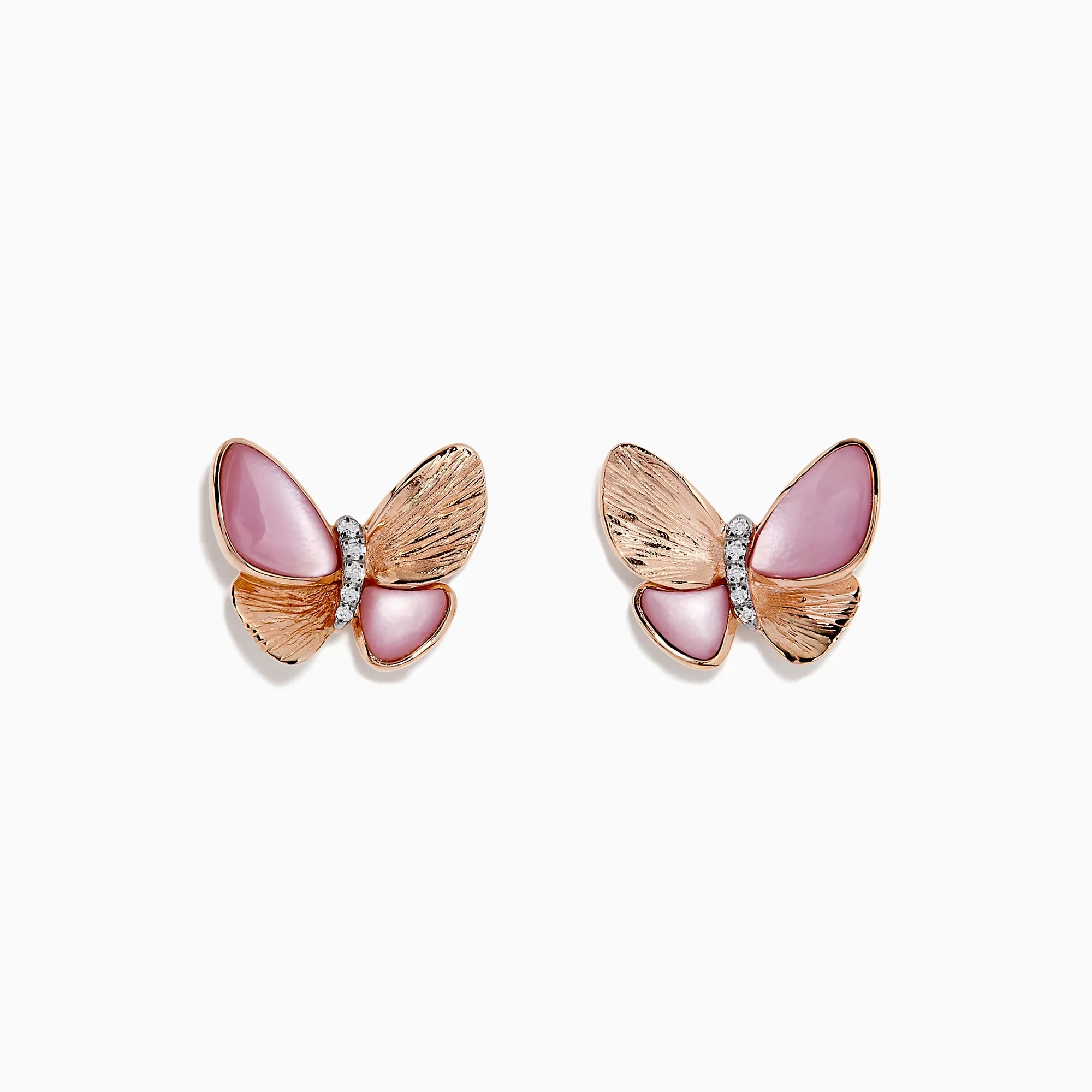 Nature 14K Gold Mother of Pearl & Diamond Butterfly Earrings, 0.03 TCW sold by Effy