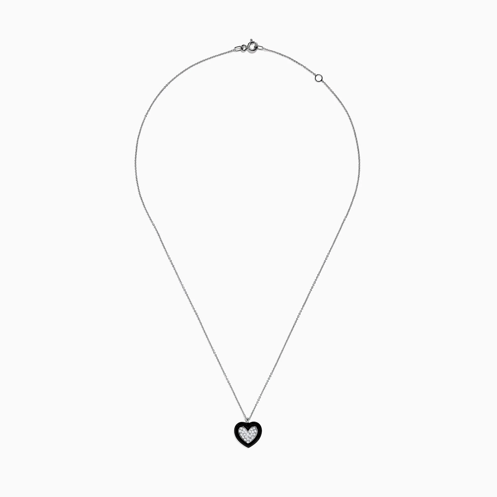 Novelty 14K White Gold Black Enamel & Diamond Heart Pendant, 0.18 TCW sold by Effy product image thumbnail 2