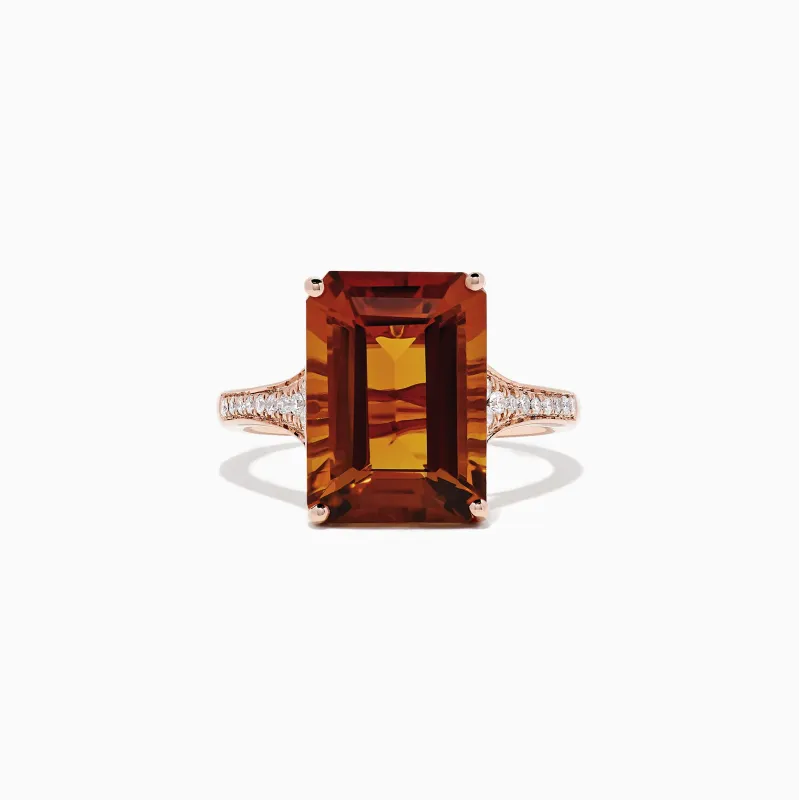 Sunset 14K Rose Gold Citrine and Diamond Cocktail Ring, 7.01 TCW sold by Effy
