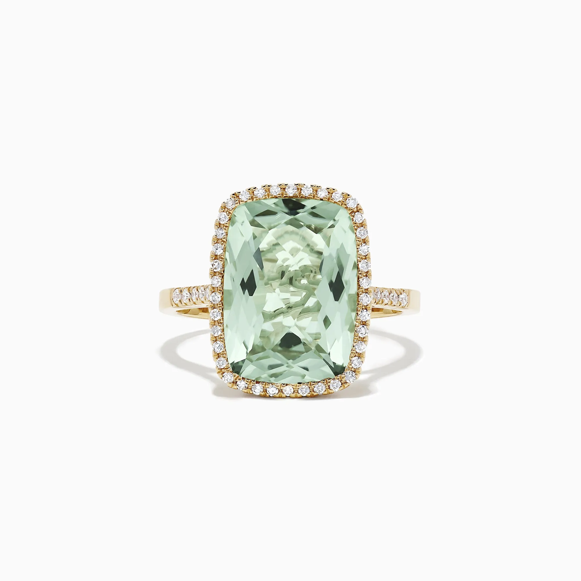 14K Yellow Gold Green Amethyst and Diamond Ring, 7.16 TCW sold by Effy