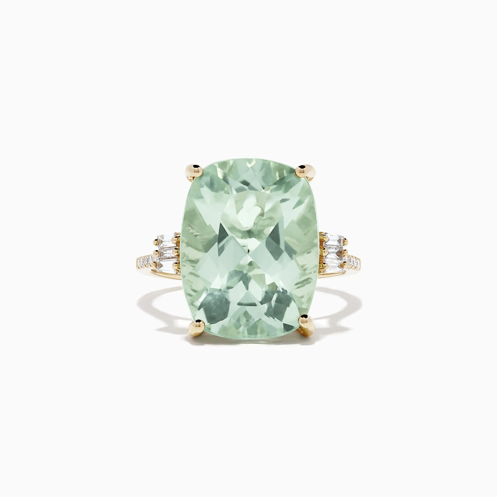 14K Yellow Gold Green Amethyst and Diamond Cocktail Ring, 10.51 TCW sold by Effy