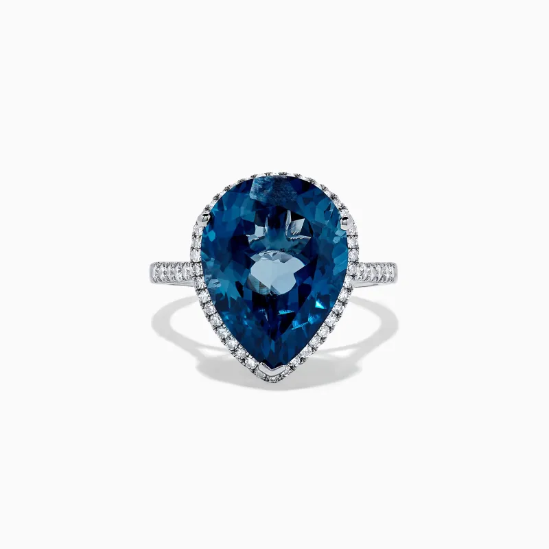 Ocean Bleu 14K Gold London Blue Topaz and Diamond Ring, 11.21 TCW sold by Effy
