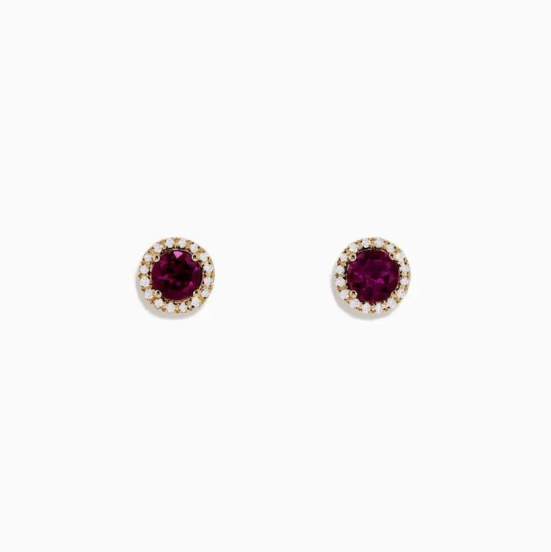 Bordeaux 14K Gold Rhodolite Garnet and Diamond Earrings, 1.22 TCW sold by Effy