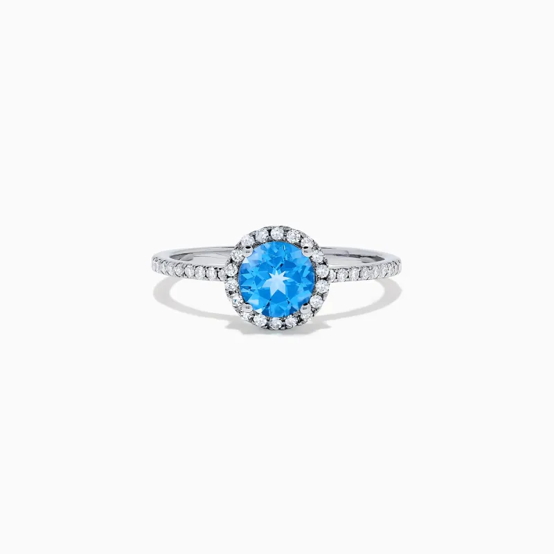 Ocean Bleu 14K White Gold Blue Topaz and Diamond Ring, 1.12 TCW sold by Effy