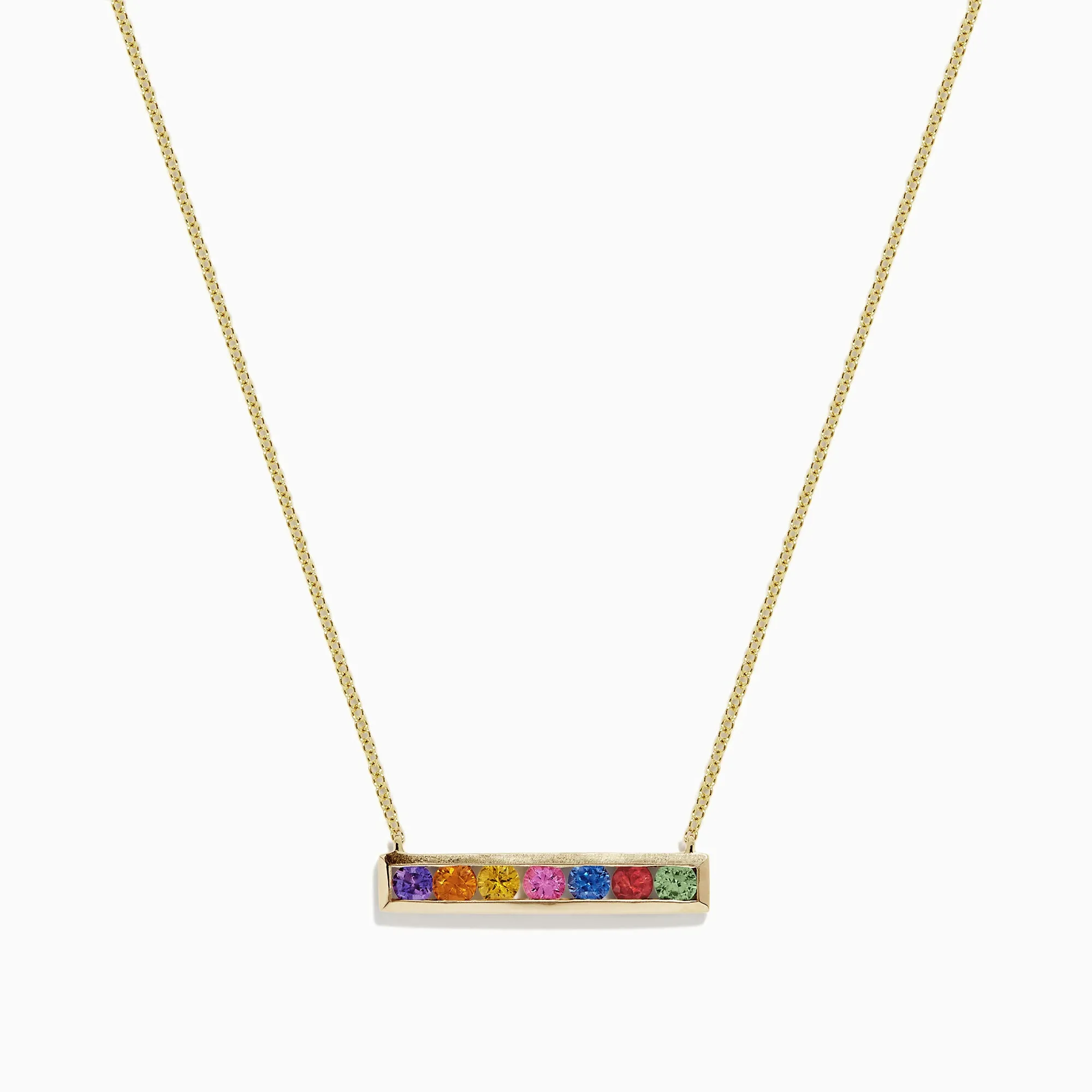 Watercolors 14K Yellow Gold Multi Sapphire Bar Necklace, 0.93 TCW sold by Effy