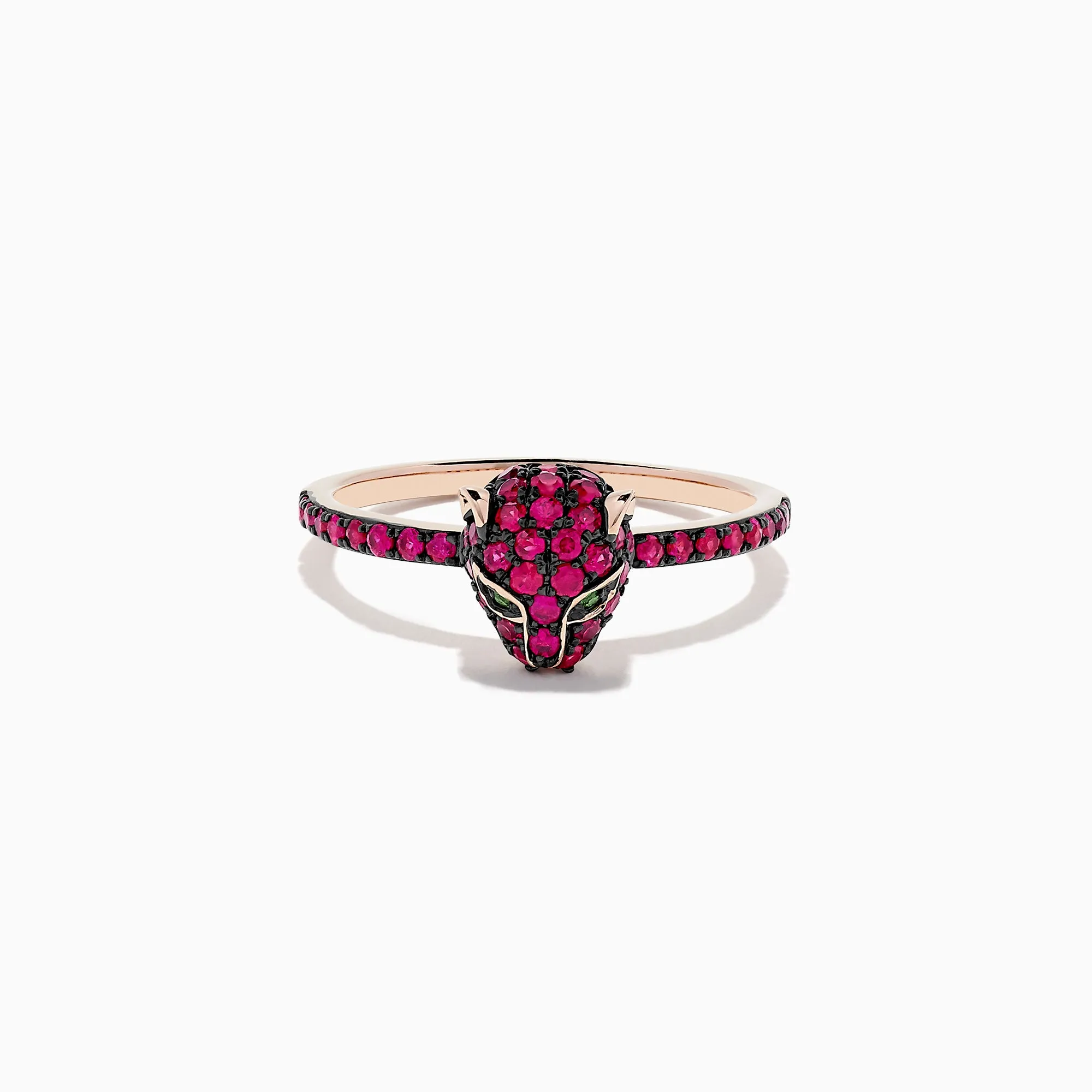 Signature 14K Rose Gold Ruby and Tsavorite Panther Ring, 0.59 TCW sold by Effy