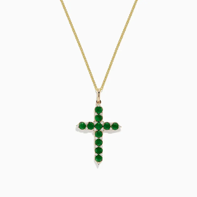 Brasilica 14K Yellow Gold Emerald and Diamond Cross Pendant, 1.34 TCW sold by Effy