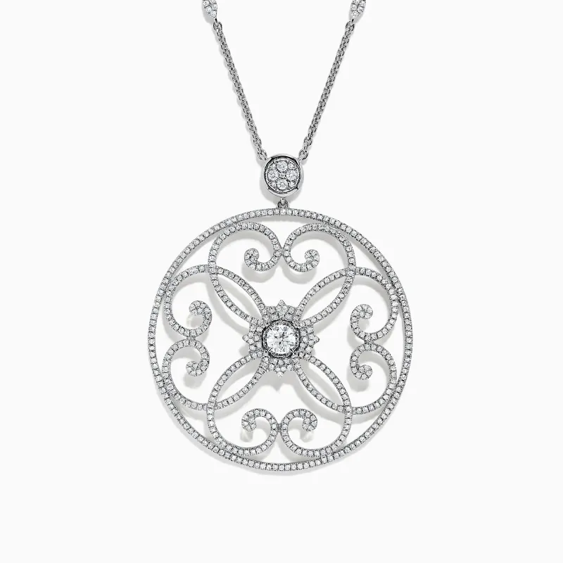 Pave Classica 14K White Gold Diamond Pendant, 1.32 TCW sold by Effy