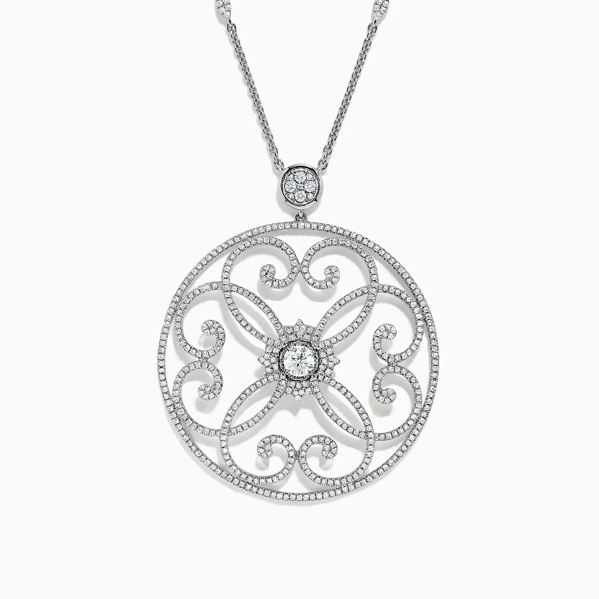 Pave Classica 14K White Gold Diamond Pendant, 1.32 TCW sold by Effy