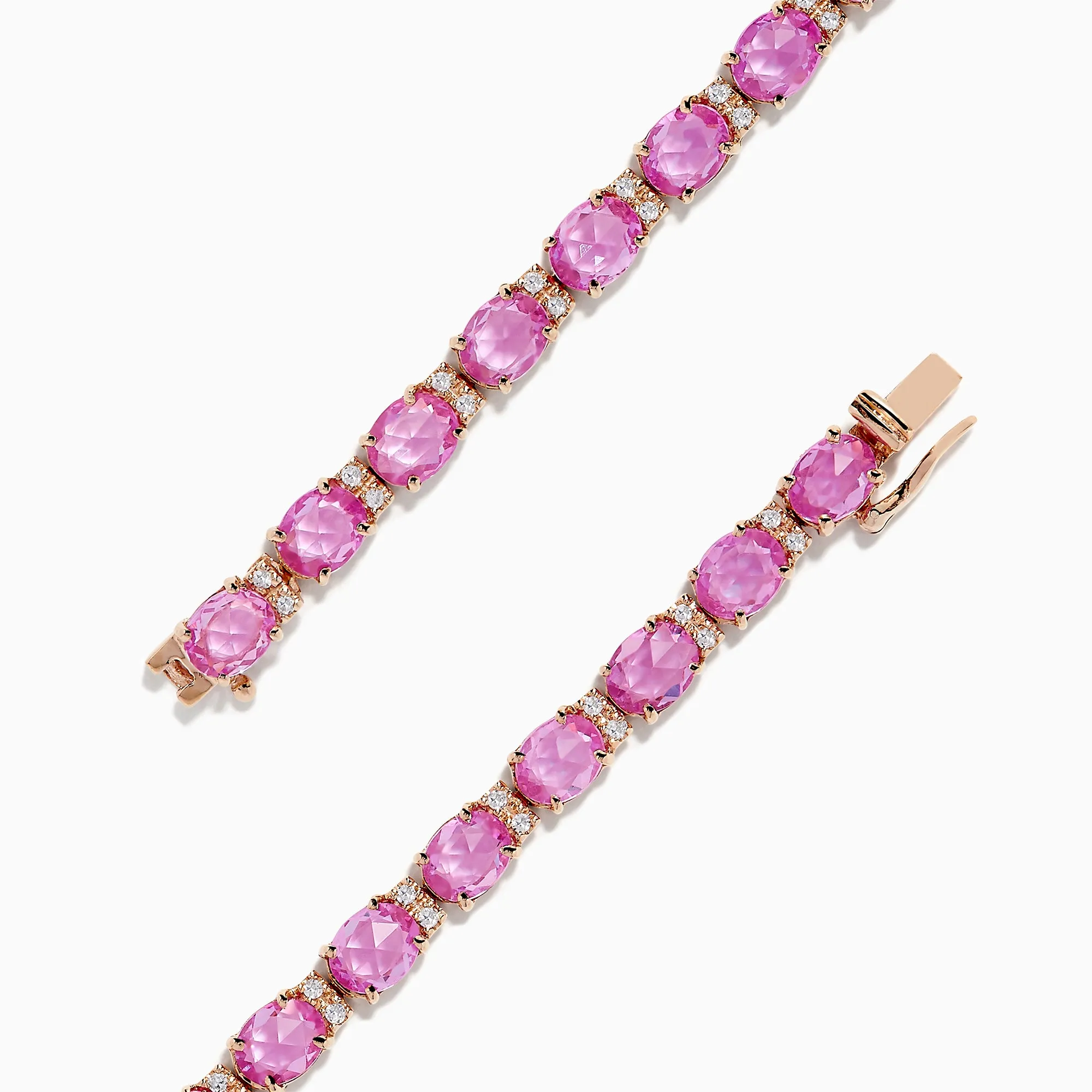 14K Rose Gold Pink Sapphire and Diamond Tennis Bracelet, 9.03 TCW sold by Effy product image thumbnail 2