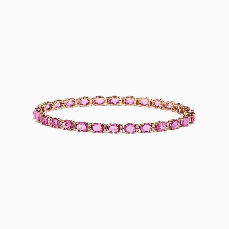14K Rose Gold Pink Sapphire and Diamond Tennis Bracelet, 9.03 TCW sold by Effy